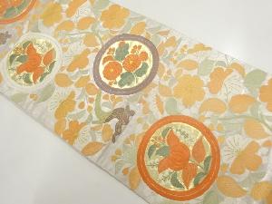 リサイクル　丸紋に菊橘模様織り出し袋帯